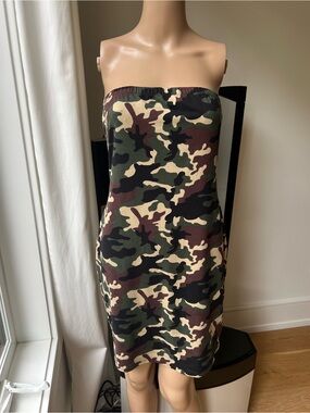 Active USA Camo Tube Dress in Green Black Brown